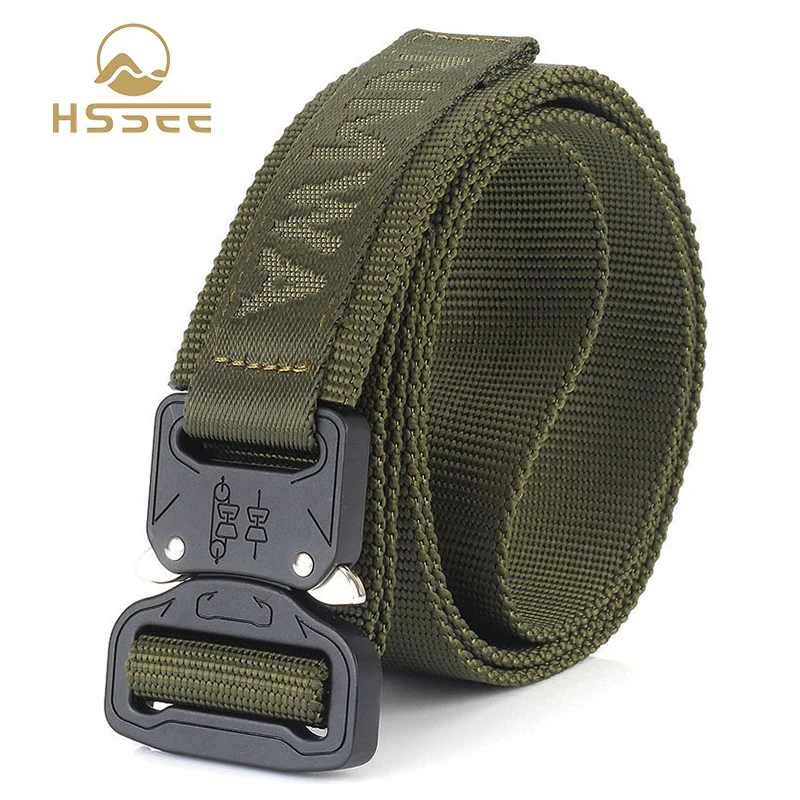 Ремень HSSEE с быстросъемной пряжкой спортивный зелёный нейлоновый пояс