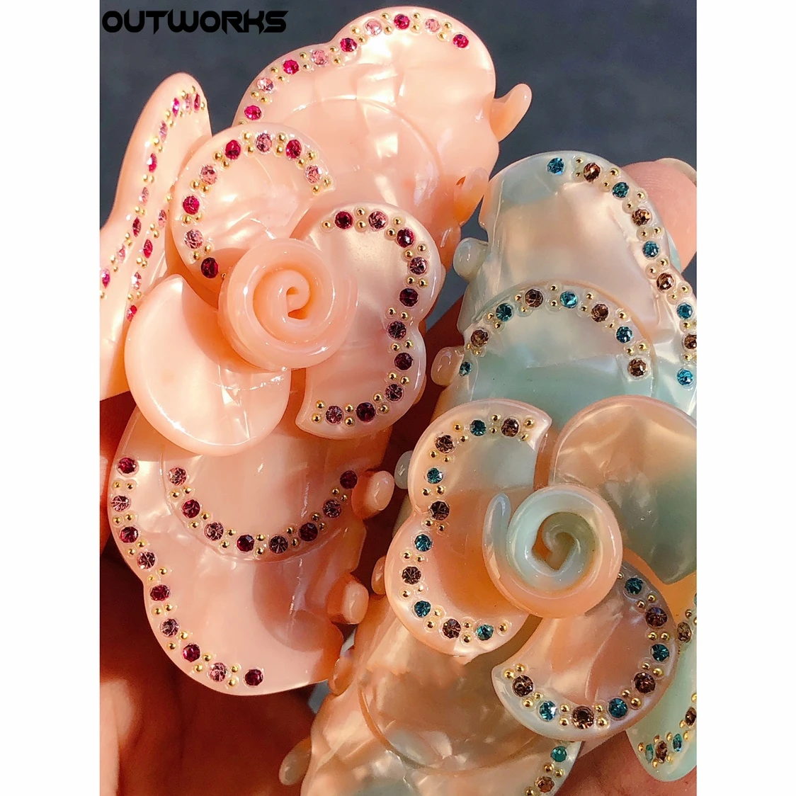 

Hair Clips Vintage Rose Colorful Geometric Hair Clamp Grab Hair Styling Hair Clips For Women Girls Headdress Hair Accessories