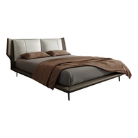 italian minimalist leather bed head layer cowhy double soft bed master bedroom light luxury 2 2 meters large leather bed