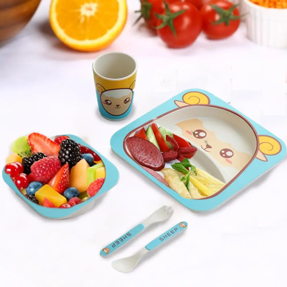Мультяшная детская миска + ложка вилка столовая посуда для кормления детские