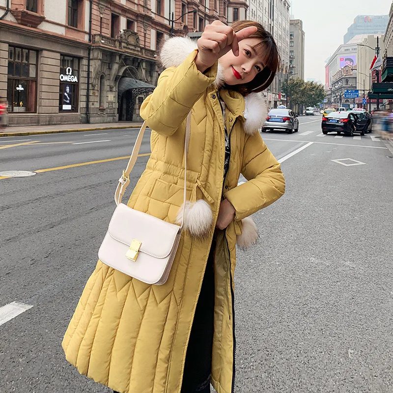 -30 Russia Winter Jacket New Women Hooded Coat Fur Collar Thicken Warm Long coat Female Plus Size Outerwear Parka Ladies OK311 | Женская