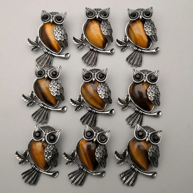 Модные подвески и ожерелья из натурального камня с изображением совы для