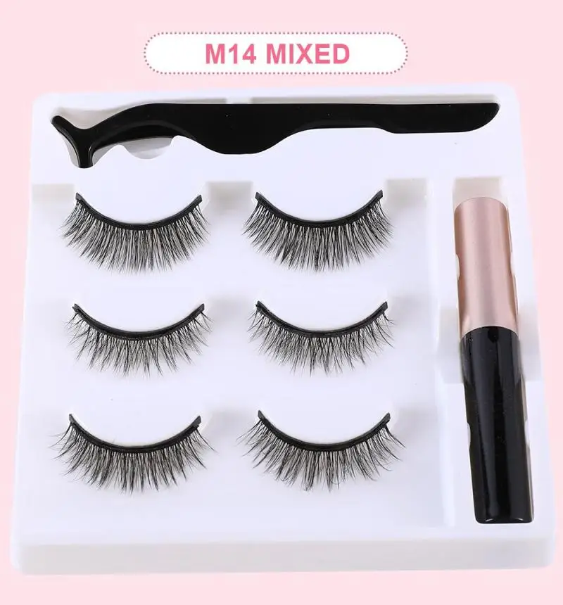 

3 Pairs Lashes 3D False Lashes Magnet Mink Lashes Natural Eyelashes Eyeliner Liquid Lash Vendors Eye Makeup Fake Lashes Set