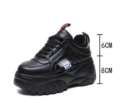 Fashion Woman High Platform Sneakers Spring Female Shoes Black White Sneakers Breathable Zapatos Casual Mujer size 35-39