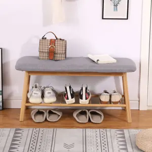 nordic style household multifunctional bench with upholstered home living room rest home decor solid wood round foot shoe bench free global shipping