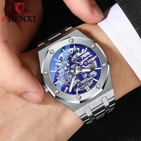 chenxi luxury mens mechanical watch sapphire glass automatic clock stainless steel waterproof business wristwatch luminous hand