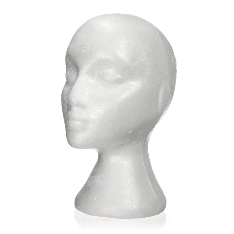 

NEW- 27.5 x 52cm Dummy / mannequin head Female Foam(Polystyrene) Exhibitor for cap, headphones, hair accessories and wigs Woman