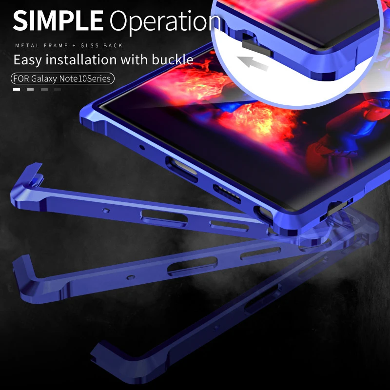 Metal Glass Case For Samsung Galaxy Note 10 Pro 10+ + Aluminum Frame Shell Bumper Back Clear Cover Note10 |