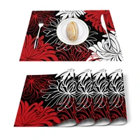 46pcs set table mats dahlia red white chrysanthemum printed table napkin kitchen accessories home party decorative placemats