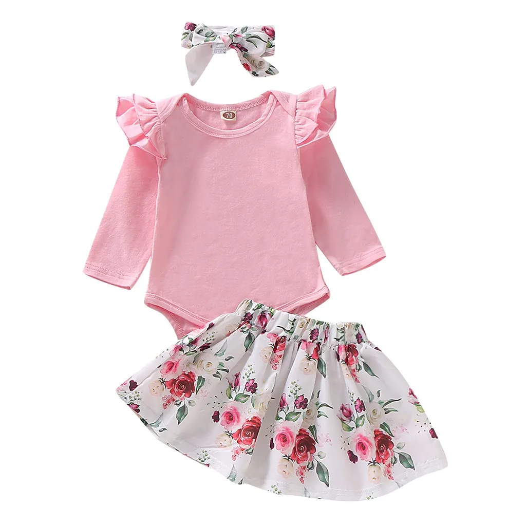 Осенняя одежда для новорожденных девочек комбинезон с рукавами крылышками + юбка