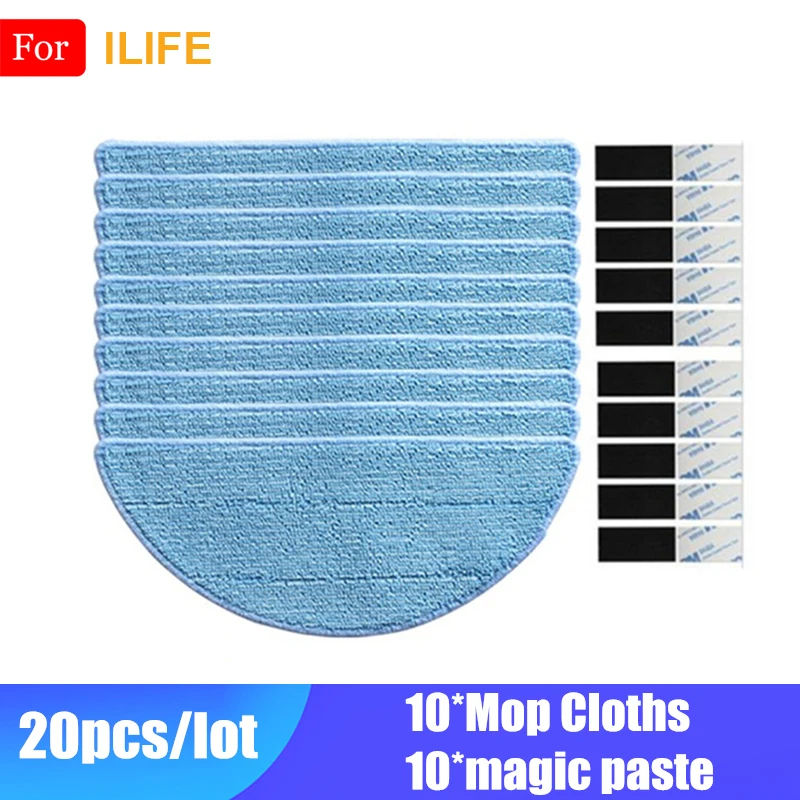 

10* Mop Cloth +10*Magic Paste Accessories For Ilife V50 V55 V5 V5s V5s pro V3 V3s pro x5 ILIFE V7 Robot Vacuum Cleaner Parts