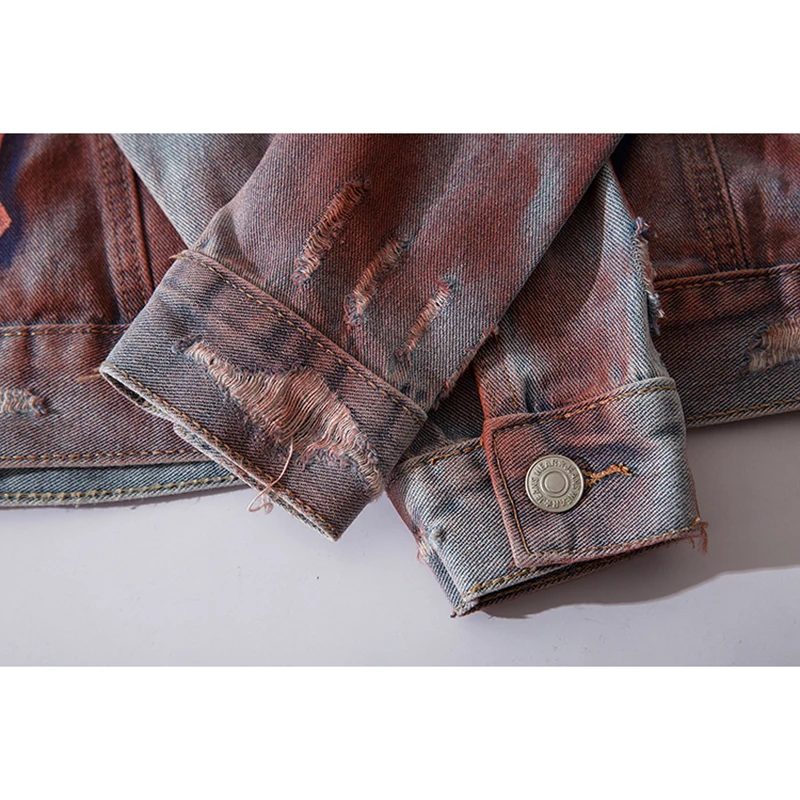 Мужская джинсовая куртка с принтом молнии ковбойская однобортная хип хоп и