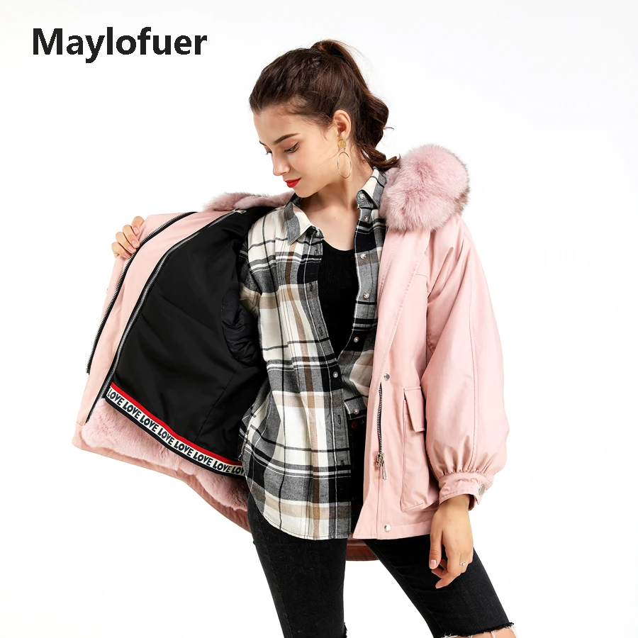 Новинка 2019 парка Maylofuer из натурального меха женская короткая со съемной