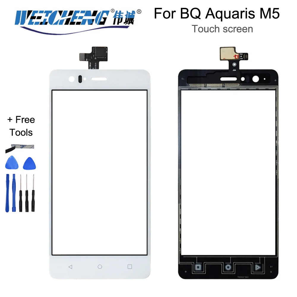 Черно белый дисплей WEICHENG для BQ Aquaris M5 наружная прозрачная панель экрана цифровой