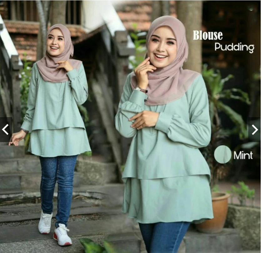 Женская блузка с оборками круглым вырезом и длинным рукавом | одежда