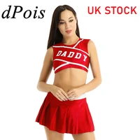 2pcs women adult charming cheerleader uniform set cheer clothes crop top with mini pleated skirt sports cheerleader costume