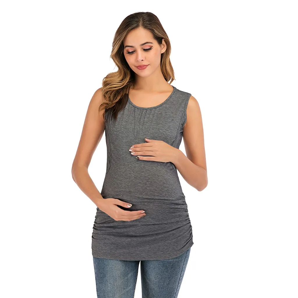

Sleeveless solid color vest for pregnant women Women's summer sleeveless solid color vest for pregnant women 40*