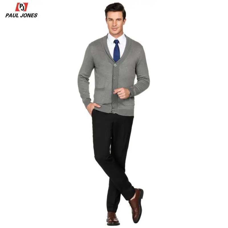 Пол Джонс Для мужчин вязаный жилет с v-образным вырезом для Свитер длинными