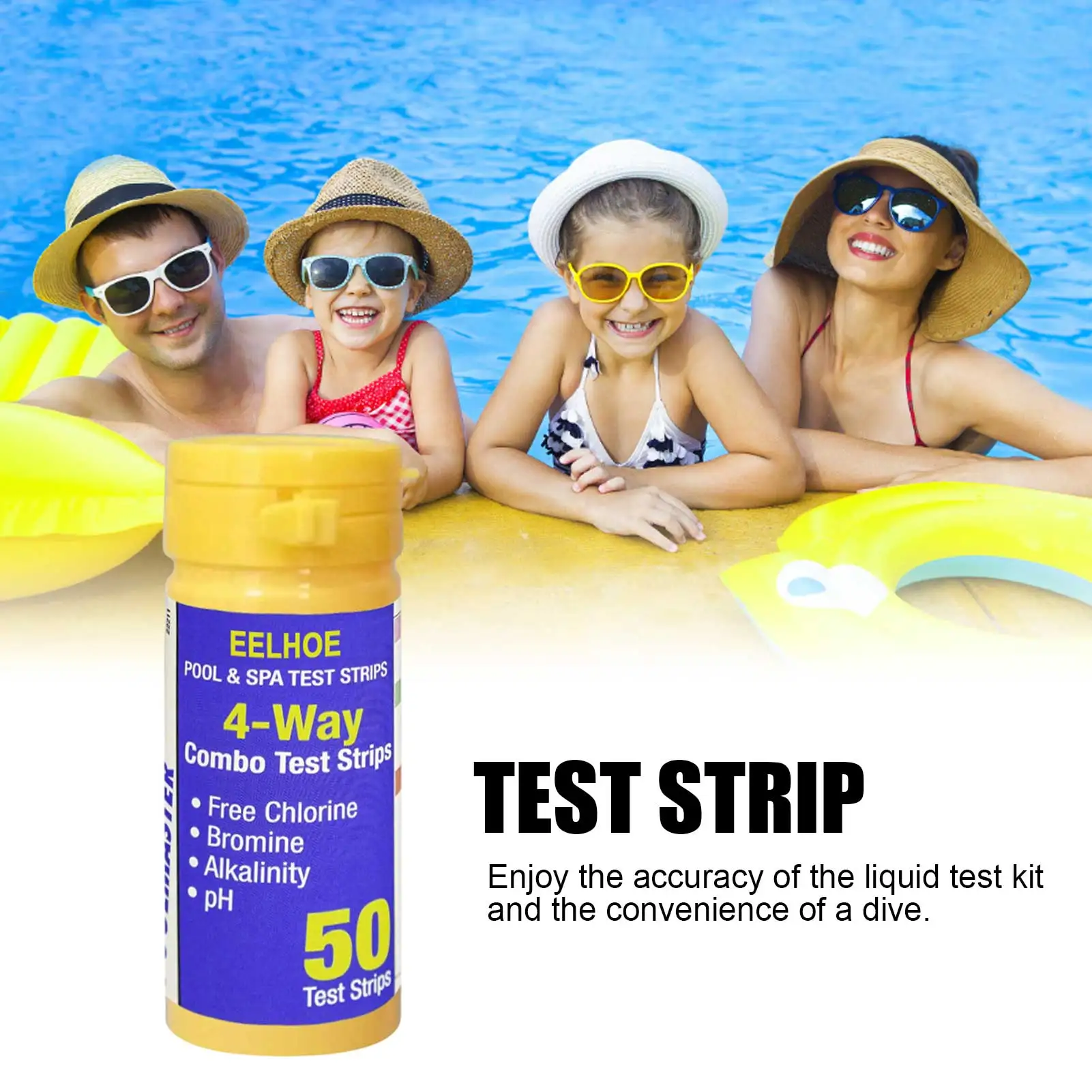 

50PCS Water Test Strip Chemical Accurate PH Alkalinity Hardness Kit Aquarium Swimming Pool Accessories