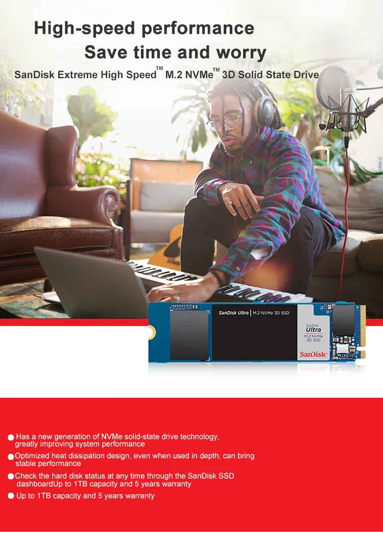 SanDisk 250GB 500GB 1TB SSD Solid State Drive Interface M.2 NVME 3D SSD solid state drive