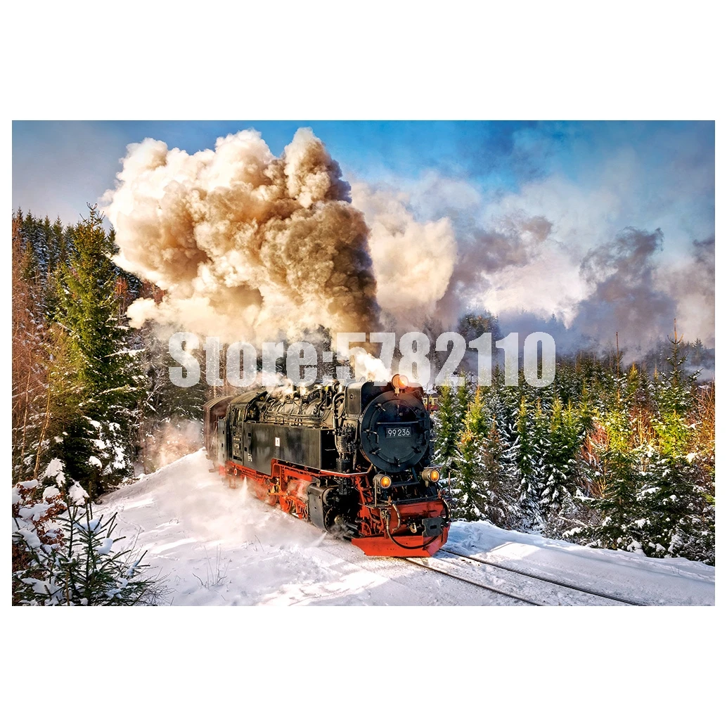5D алмазная картина сделай сам паровой поезд вышивка крестом стразы для зимней