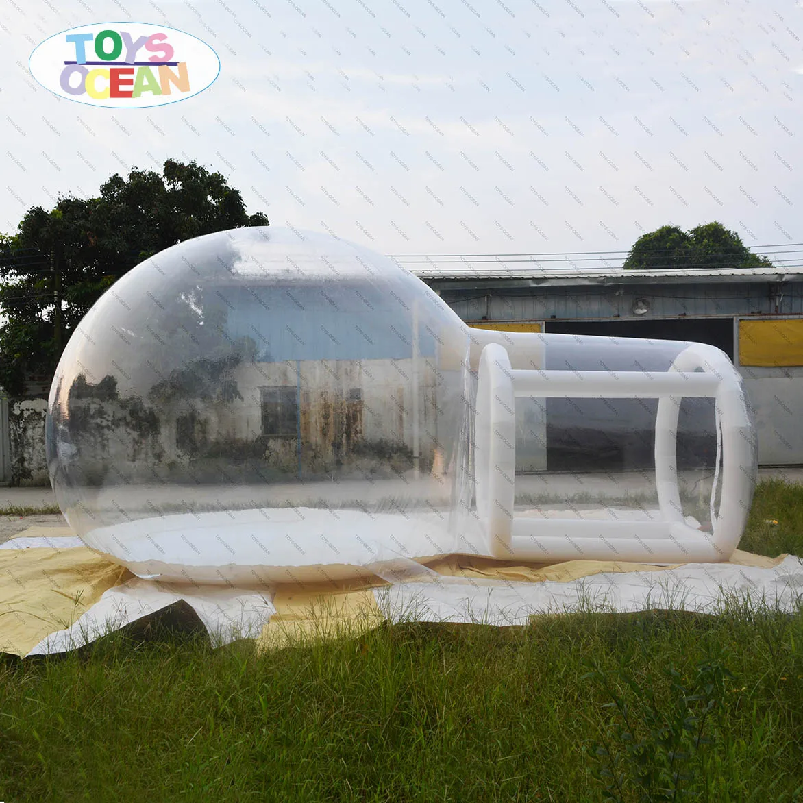 Надувная палатка с прозрачным куполом для кемпинга/прозрачная пузырьками |