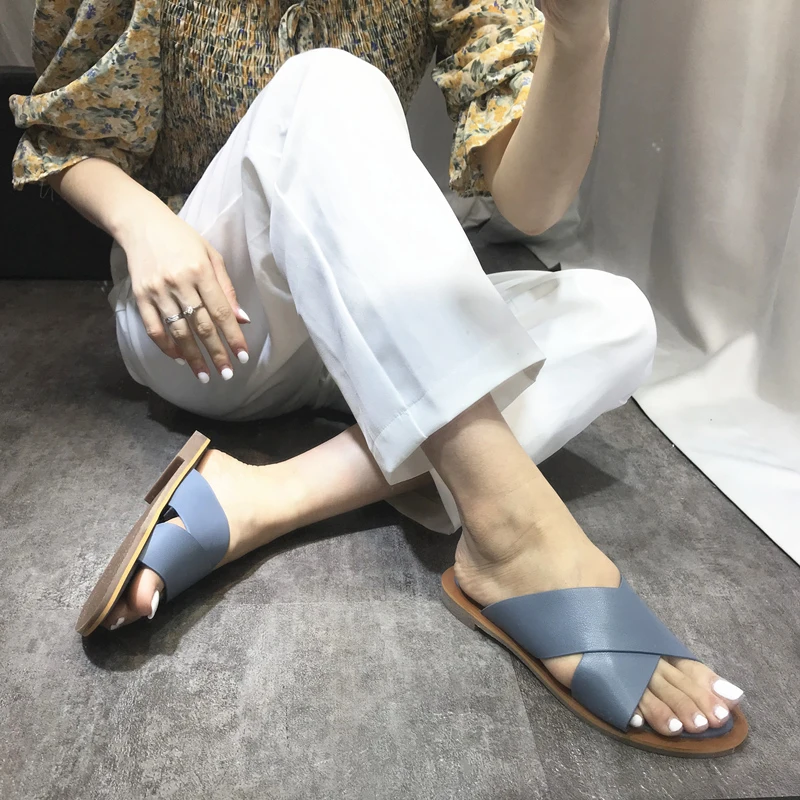 [DEAT] Новинка 2020 года Сезон весна лето Открытые тапочки из искусственной кожи с