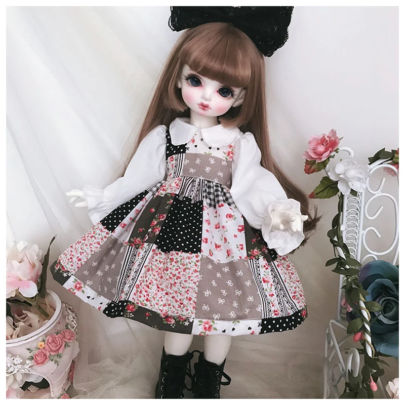 Одежда для кукол 1/6 платье яркое с большим ободком волос 1/4 BJD аксессуары sd юбка +