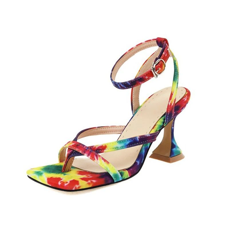 

Summer New Pu Leather Gladiator Sandals For Woman Fashion Buckle Strap Wine Glass Stiletto Heel Ladies Sandals Large Size 34-48