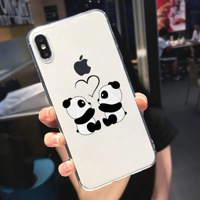

Panda Pesawat Ponsel lovely bear Phone Case Transparent soft For iphone 5 5s 5c se 6 6s 7 8 11 12 plus mini x xs xr pro max