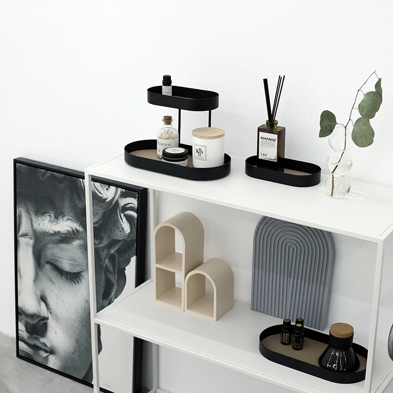 

Black Cake Stand Bathroom shelf Makeup rack 1 piece Metal Storage Racks Tableware Party Supply Home Decoration 2 Layers