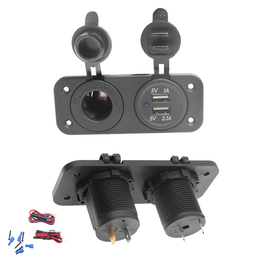 2 Переключатель отверстия панель двойная фотография + гнездо прикуривателя 12V ~ 24V