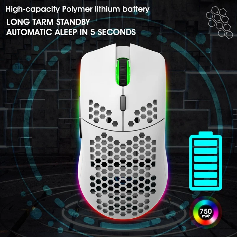 

HXSJ T66 USB Gaming Mouse RGB Gamer Mouses Honeycomb Hollow Ergonomic Design for Desktop Laptop