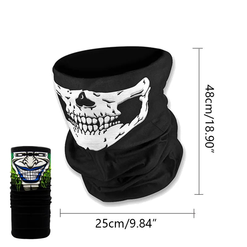 Лыжная Бандана с черепом и маска для Хэллоуина на половину лица Велоспорт