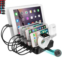 Multi USB Charger Station 6 Ports For Iphone XS 12 11 Pro Max Ipad Fast Charging Dock Stand For Airpods Apple Watch 6 5 4 3 2 1