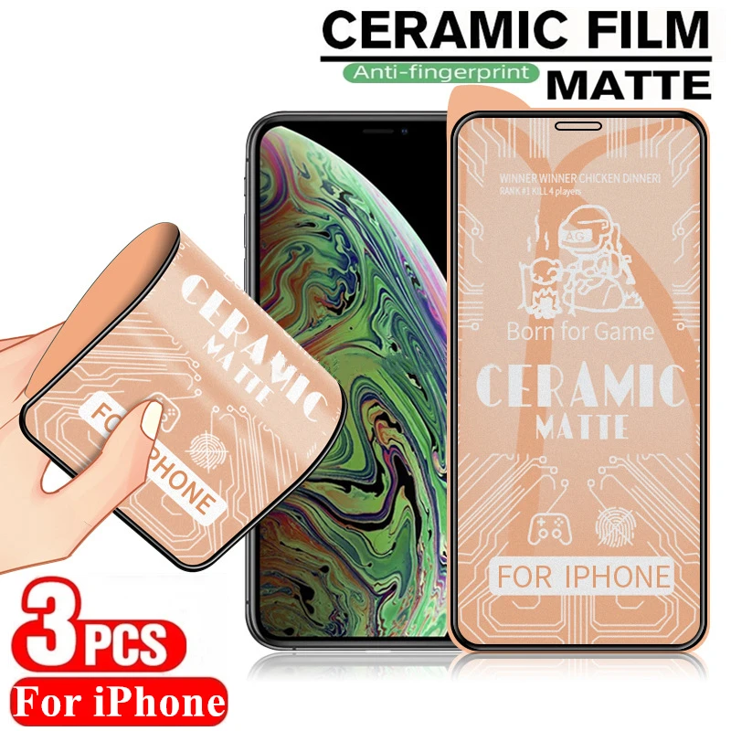 1-3Pcs Frosted Soft Ceramic Film for IPhone 13 Pro Max 12Mini Matte HD Screen Protectors for IPhone11 Pro Max X XR XS 7 8 Plus
