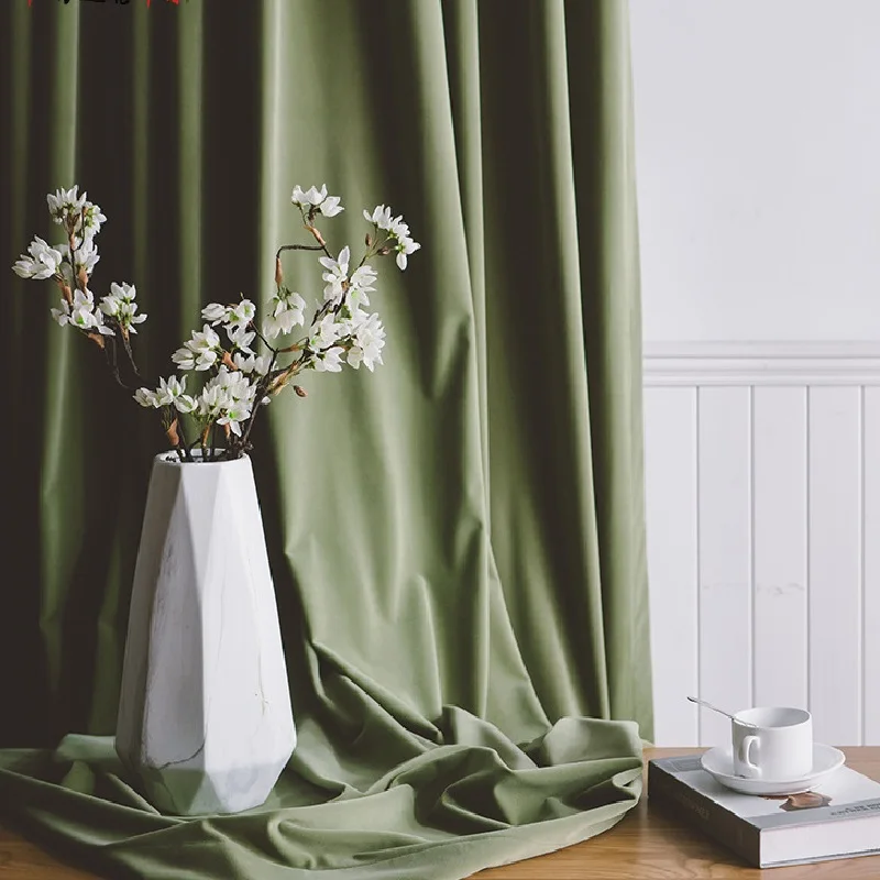 

Light Luxury Nordic Style Mink Velvet Curtains for Living Room Bedroom Modern Minimalist Velvet Curtain Tulle Decoration Custom