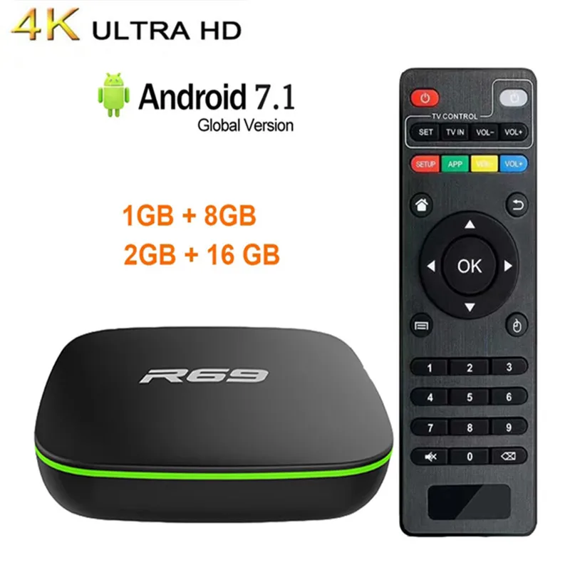ТВ-приставка R69 Android 7 1 Allwinner H3 четырехъядерный ГГц 2 ГБ 16 4 Wi-Fi 1080P HD | Электроника