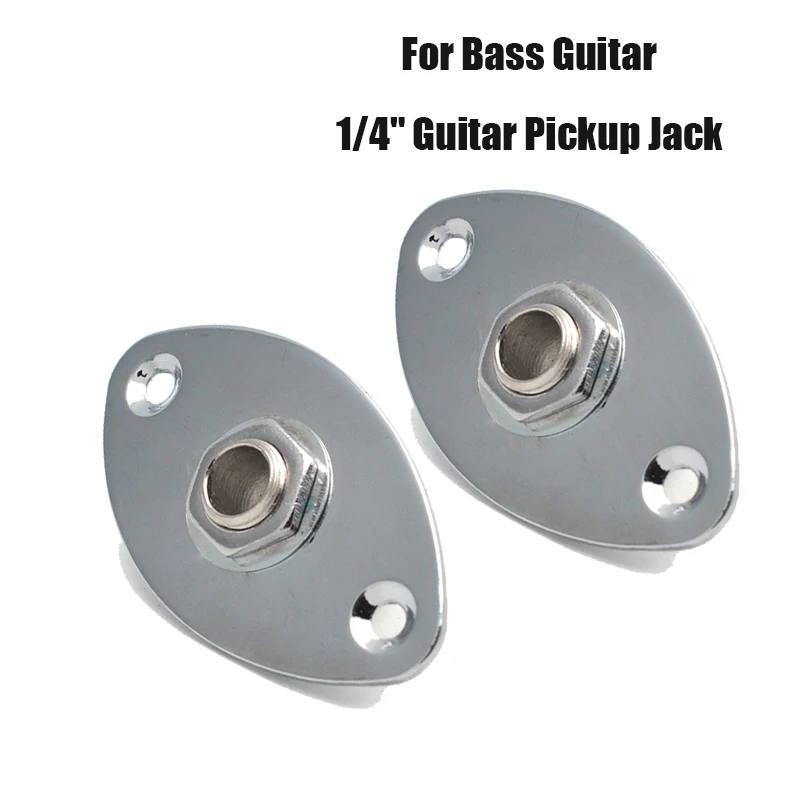 

10 Pcs Metal Curved Oval Bass Guitar Jack Plates with Chrome Color
