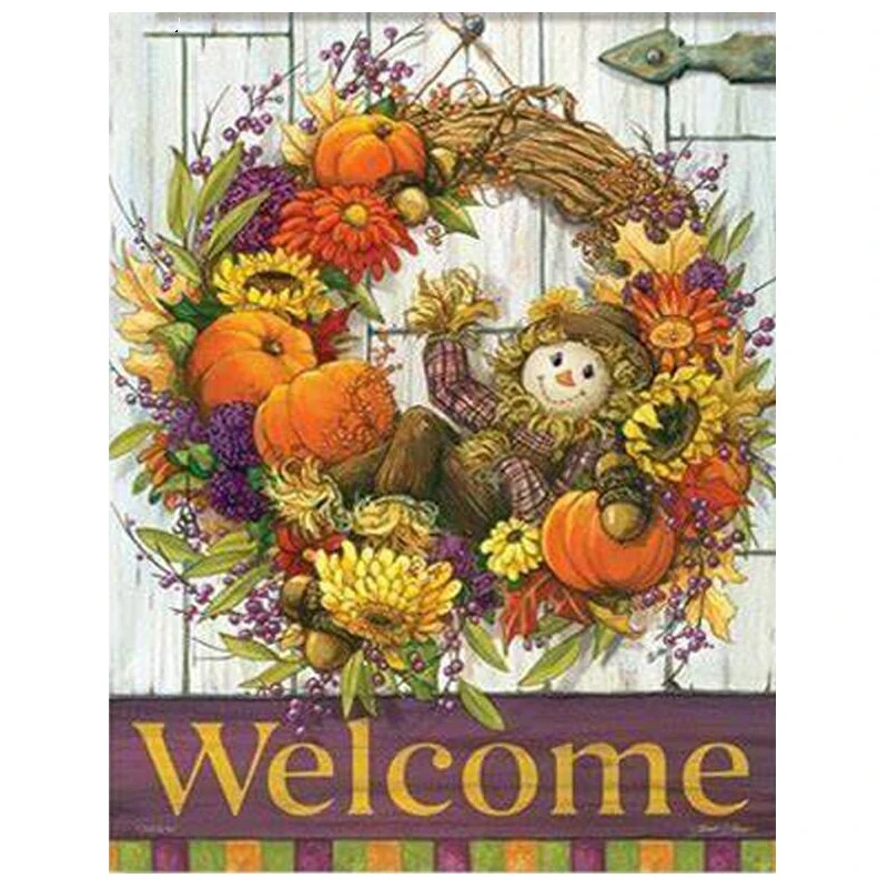 Домашний декор 5D алмазная вышивка венок Картина Добро пожаловать полная круглая