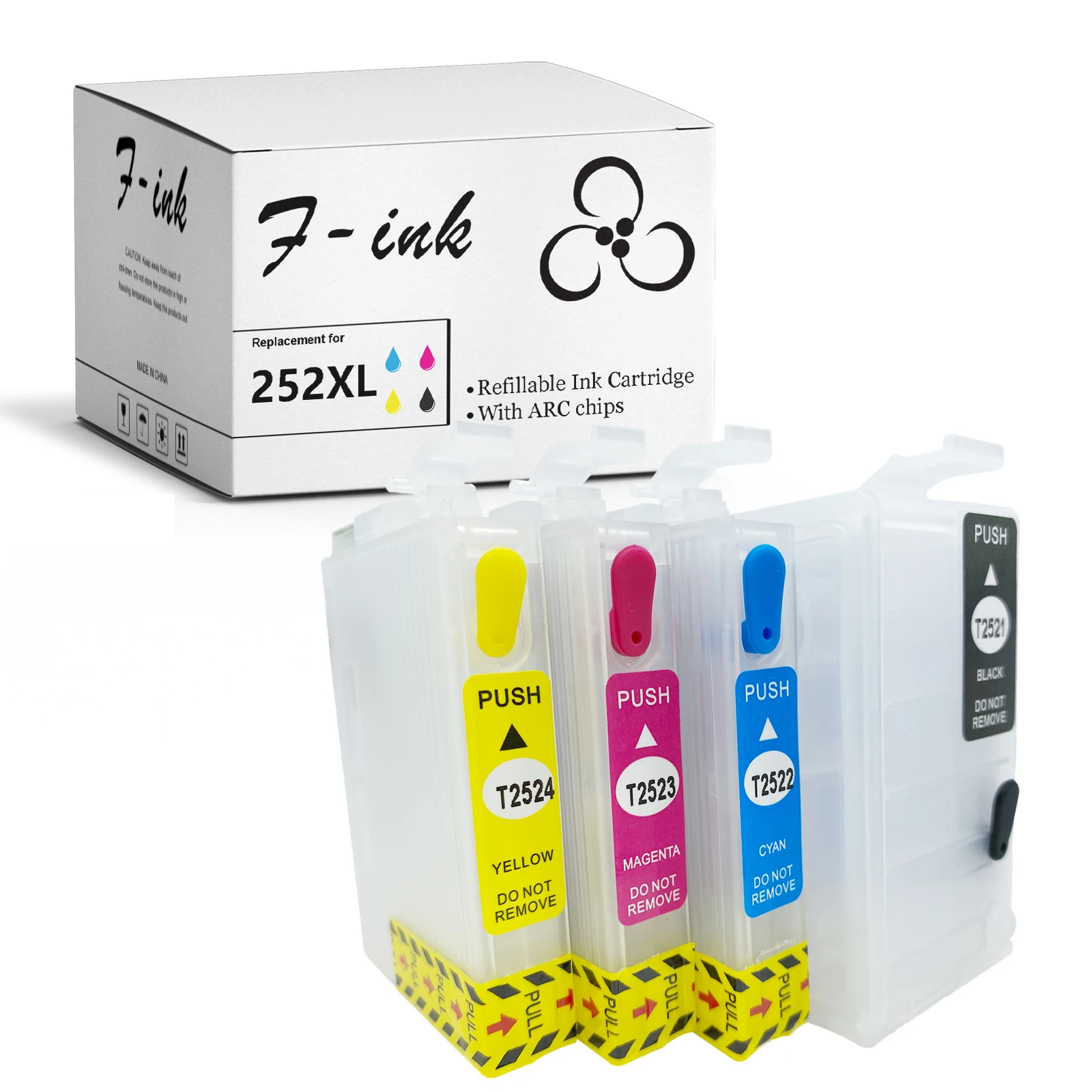 Набор из 4 шт. 252XL T252 перезаправляемый картридж Замена для Epson WF 7620 7710 7720 3640 3630 3620 7610