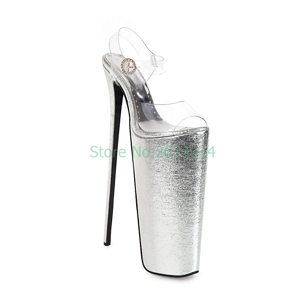 

Ladies Buckle Strap Peep Toe Transparent Sandals Stiletto Super High Platform Stiletto High Heels Sandals