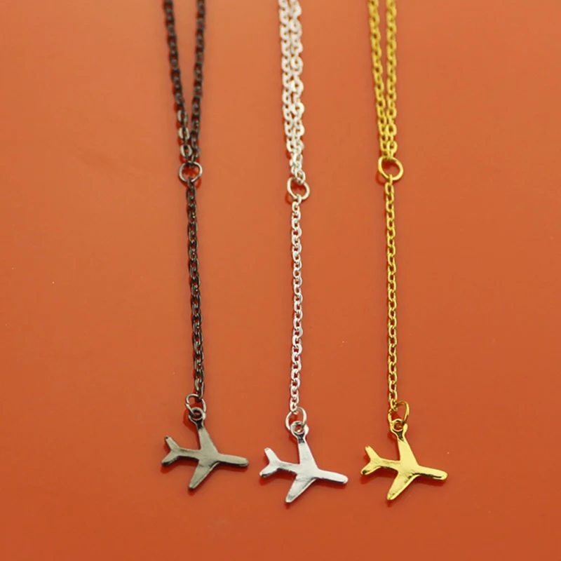 

Gold Black Plane Choker Necklace For Women Airplane Charm Necklace Aircraft Chain Layered Necklace For Women Tiny Dainty Jewelry