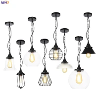 iwhd loft decor industrial pendant lighting fixtures glass metal chain bar dinning room american country edison vintage lamp led