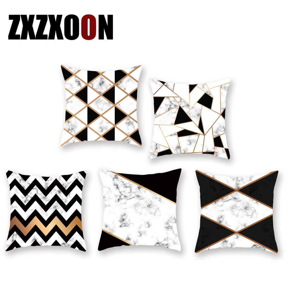 Декоративный чехол для диванной подушки наволочка из белого полиэстера черного