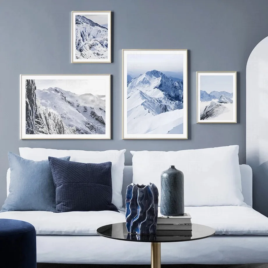 

Картина на холсте Снежный Горный пейзаж скандинавские плакаты и принты фото настенные картины для гостиной украшение для дома без рамки