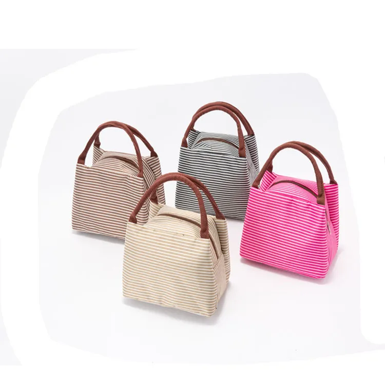 

Lunch Bag Insulated Cold Stripe Picnic Carry Case Thermal Portable Lunch Box Bento Pouch Lunch Container Food Storage Bags