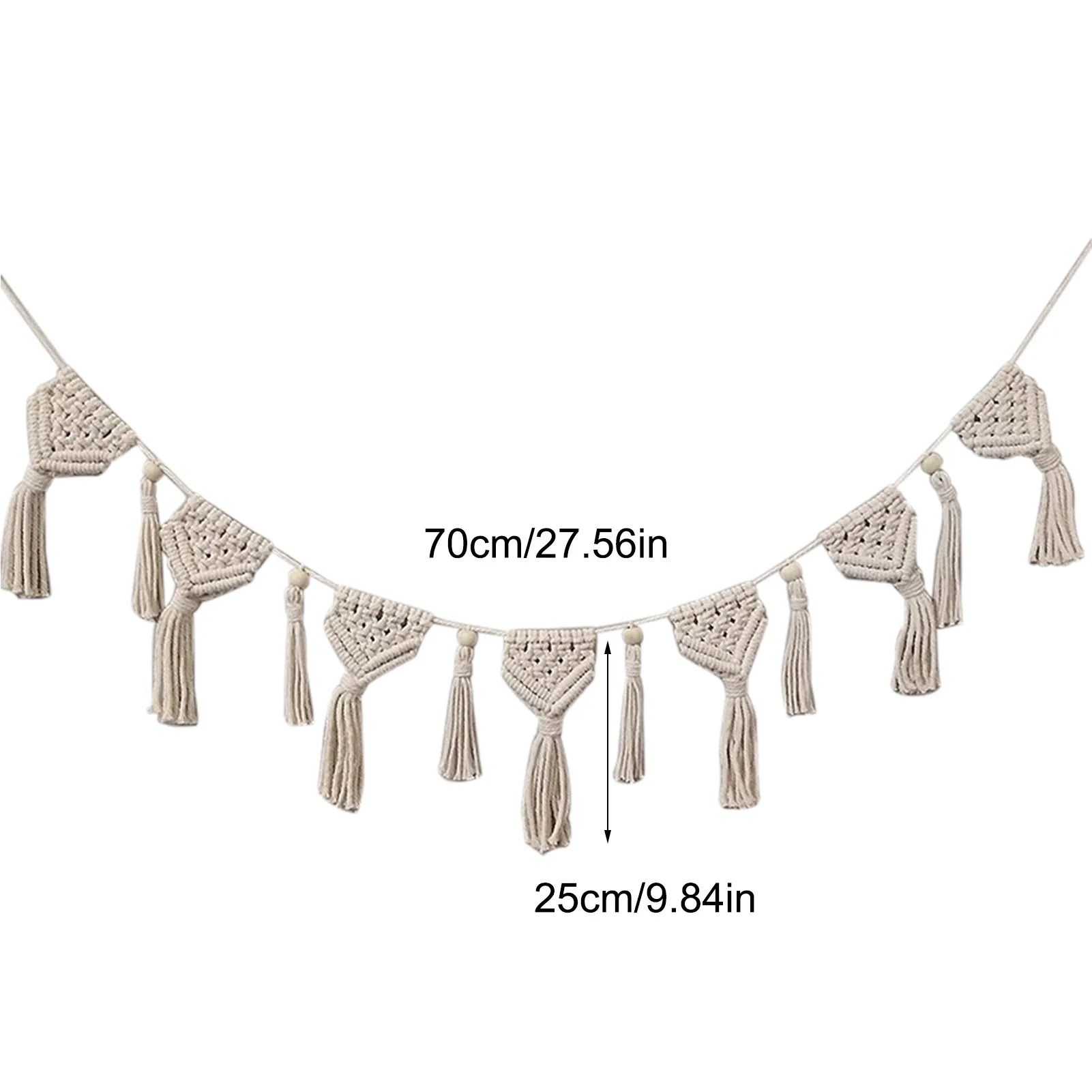 

Macrame Wall Hanging Woven Tapestry Bohemian Wall Decor Handmade Cotton Cord Fringe Garland Banner For Bedroom Living Room Decor