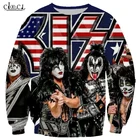 Пуловер HX с длинным рукавом, с 3D принтом, металлическая рок-группа KISS, для мужчин и женщин, спортивная одежда