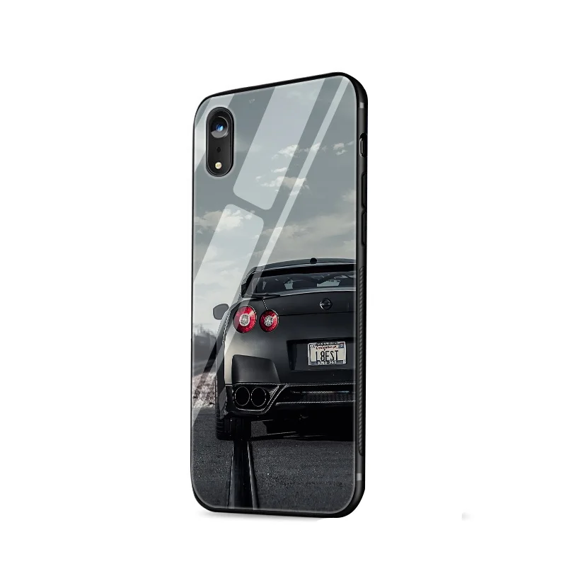 Desxz GTR SPORT CAR Tempered Glass Case for iPhone 5 5s SE 6 6s 7 8 Plus X XS Max XR Cover |